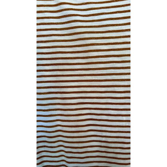 Cream and Gold Metallic Stripe Tee - Picture 3 of 5